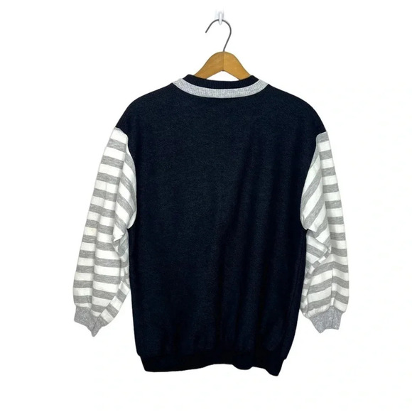 BOLO SPIRIT 1980s double collar pullover patch pocket color block sweatshirt - Picture 5 of 9